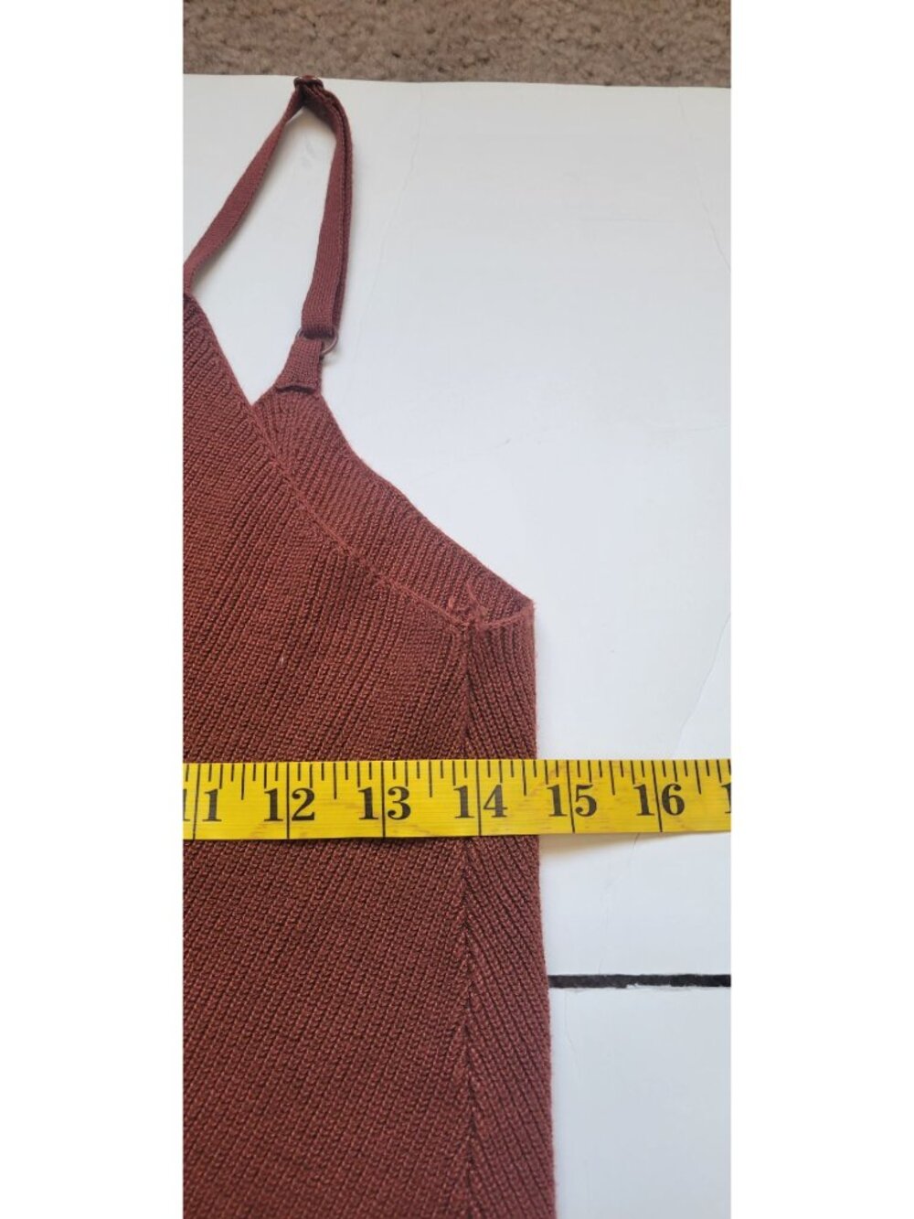 Freshman 1966 terracotta ribbed knit midi dress a classic V-neckline Size M - Picture 8 of 10